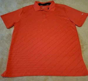 Nike Tour Golf Dri Fit Stamens polo shirt LARGE Red Orange geometric Vented - Picture 1 of 6