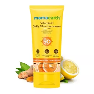 Mamaearth Vitamin C Daily Glow Sunscreen with Vitamin C & Turmeric for Sun Prote - Picture 1 of 7