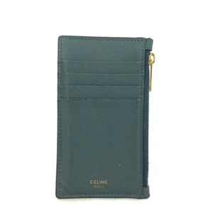CELINE Logo Leather Coin Card Holder Blue/2BD1307 - Picture 1 of 8