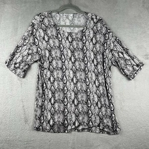 Zenana Womens Top Medium Snakeskin Print Short Sleeve - Picture 1 of 6