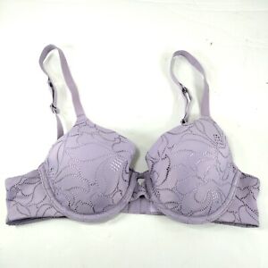 Hanes Bra Size 34B Purple Floral Design Underwire Padded Adjustable Straps