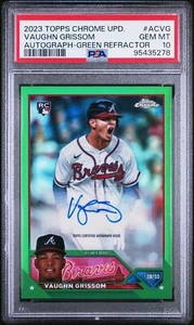 2023 Topps Chrome UPD #ACVG Vaughn Grissom Autograph-Green Refractor RC PSA 10 - Picture 1 of 2
