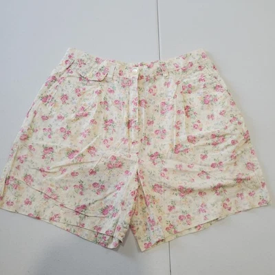 Lauren Ralph Lauren Shorts Womens Petite Small Rose Print Pleated High Rise - Image 1 of 4