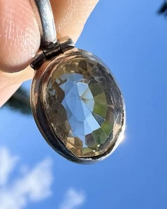 Vintage Sterling Silber facettierter Citrin Anhänger - Made in India - 3 Gramm - Bild 1 von 15