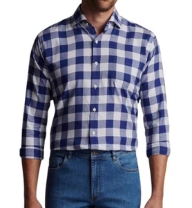 PETER MILLAR Sommer weiches blau kariertes Herrenhemd mit Knopfleiste Baumwolle leicht M - Bild 1 von 14