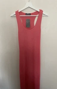 Long Pink Maxi Tank Dress Size 8 Sleeveless Summer Women Bodycon Racerback - Picture 1 of 9