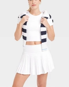 Women’s All In Motion Pleated Mini Skirt Built In Shorts White XS NWT - Picture 1 of 8