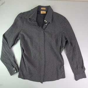 RM Williams Womens Size 12 Button Up Shirt Long Sleeve Black White Diamond Print - Picture 1 of 11