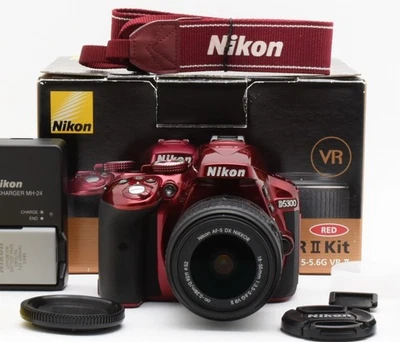 Nikon D5300 Red 18-55mm VR II Lens Kit Shutter Count 11 Boxed [Top Mint]#2499695 - Image 1 of 4