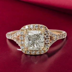 1.90 Ct Cushion Cut Lab Grown Diamond Womens Wedding Ring 14k Gold IGI - Picture 1 of 15