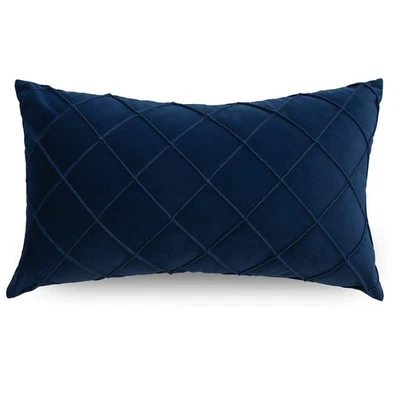 Funda de Almohada Lumbar Azul 12x20 Pulgadas, Plisada Decorativa Pequeña Almohada Ca... Foto 1 de 4