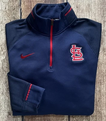 NIKE BASEBALL MLB ST. LOUIS CARDINALS 1/4 ZIP PULLOVER SWEATER BLUE MENS XL EUC - Image 1 of 4