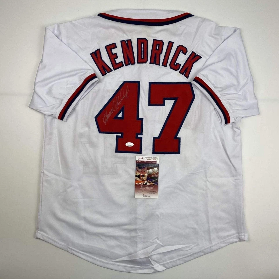 Autographed/Signed HOWIE KENDRICK Washington White Baseball Jersey JSA COA Auto - Image 1 of 4