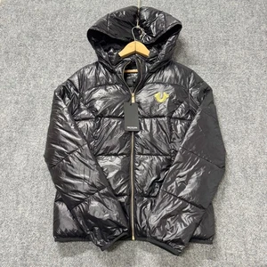 NWT True Religion Puffer Jacket Women's Large Full Zip Nylon Black Y2K - Picture 1 of 17