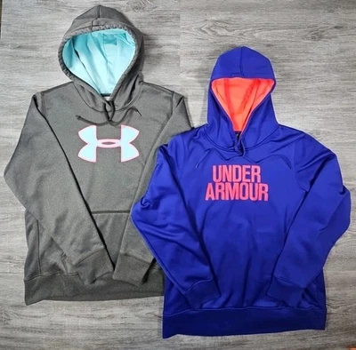 Under Armour Sudadera con Capucha Lote de 2 Mujeres Grande Tormenta Suelta Gimnasio Entrenamiento Foto 1 de 4