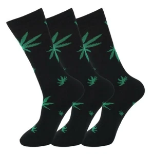3 6 12 Pairs Mens Trainer Socks Ganja Weed Leaf Print Cannabis Rich Cotton socks - Picture 1 of 4