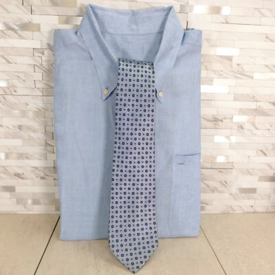 Charles Jourdan Paris Corbata Cuello Para Hombre Azul Claro Geométrico Seda Traje de Lujo Italia Foto 1 de 4