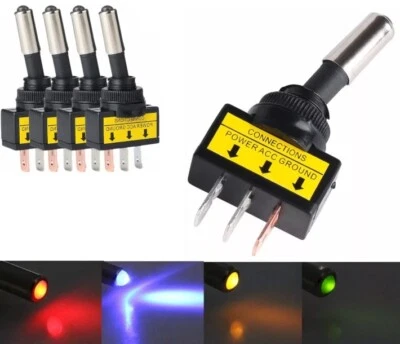 interruttore deviatore ON-OFF a levetta 12v illuminato a led varie colorazioni - Immagine 1 di 3