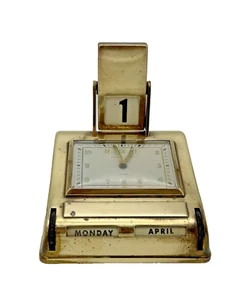 Vintage Phinney Walker Germany Wind Up Alarm Clock Perpetual Calendar - As Is - Picture 1 of 11