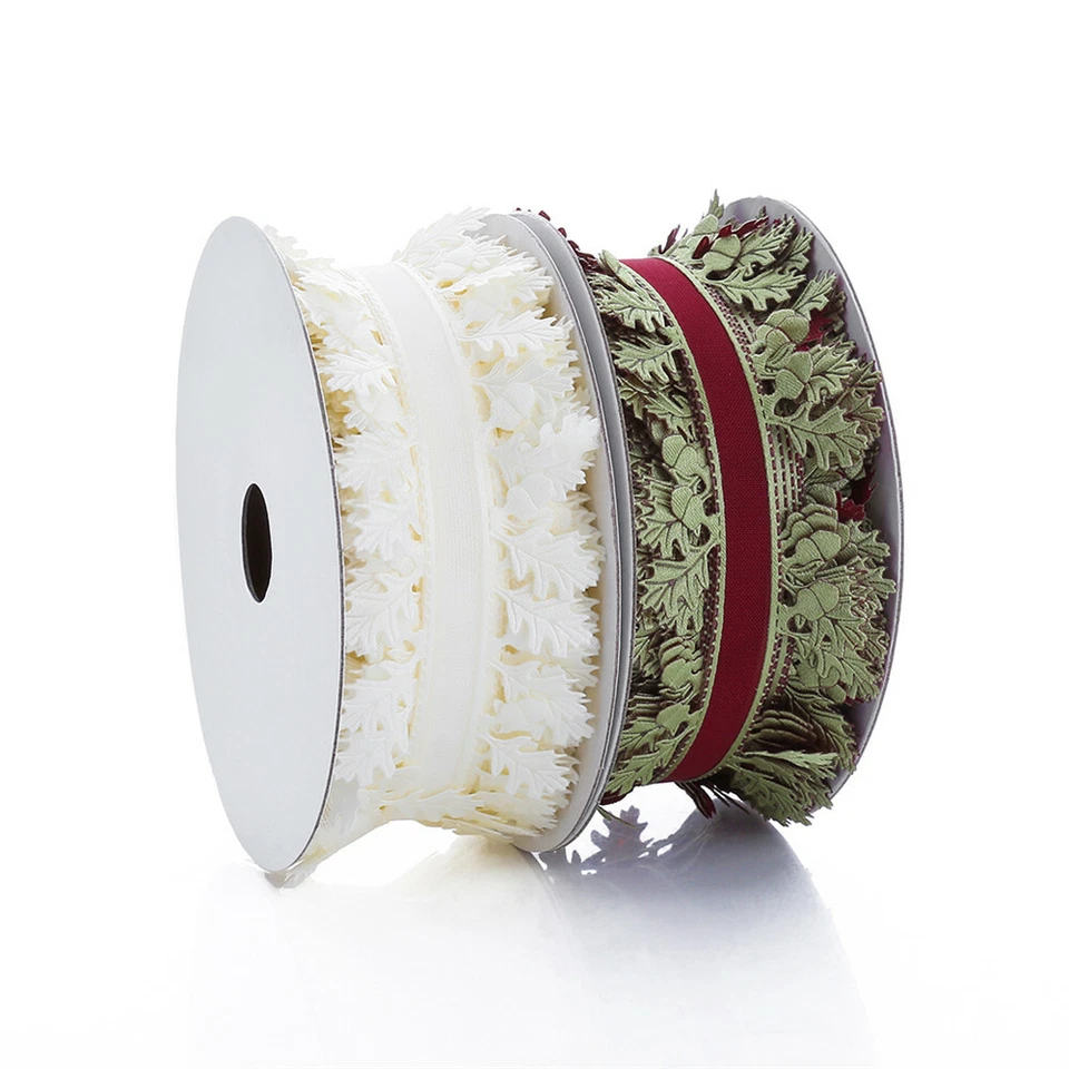 20Meters Satin Leaf Ribbon - Christmas Vine Garland Flower Headband Bridal Trim - Image 1 of 4