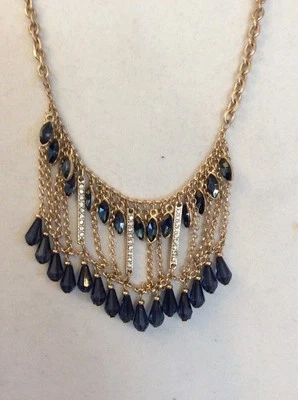 $65 Kenneth Cole 'Blue Rays' длинный синий бусина золотистый ожерелье #120C - Изображение 1 из 4