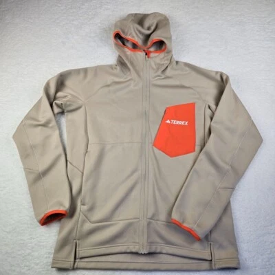 Adidas Terrex Xperior Medium Fleece Jacket Men's Size L Beige Orange Hooded - Image 1 of 4