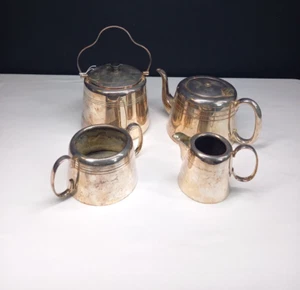 Electro Plate Nickel Silver England Tea Pot Sugar Milk Barrell - Picture 1 of 13