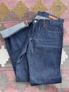 JEAN SHOP Jens Mens 32 x 32 Orange Selvedge Medium Clean Flare Leg Denim VTG - Picture 1 of 10