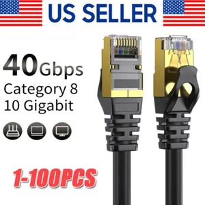 Lote de cable Cat 8 Ethernet RJ45 súper velocidad 40 Gbps parche red LAN chapado en oro - Imagen 1 de 24