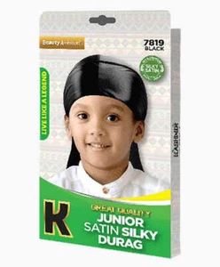 Kashmir Beauty Ambition Great Quality Junior Satin Silky Durag 7819 Black - Picture 1 of 2