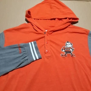 Mitchell & Ness Para Hombre XL Retroceso Cleveland Browns Botón a Presión Con Capucha Henley - Imagen 1 de 18