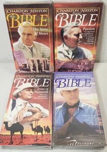 4 Charleston Heston Presents The Bible VHS Movie Bundle Lot Sealed NEW - Picture 1 of 9