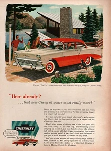 1956 Chevy Two-Ten 2-Door Sedan 210 "Here Already?" Original Color Ad  - Bild 1 von 1