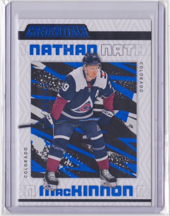 2023-24 UD CREDENTIALS BLUE BASE PARALLEL /149 NATHAN MacKINNON #19 AVALANCHE - Image 1 of 2