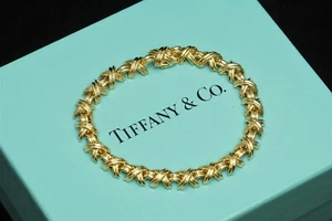 Estate TIFFANY & CO 18k Yellow Gold Small Signature I "X" Bracelet 7.25" - Picture 1 of 13