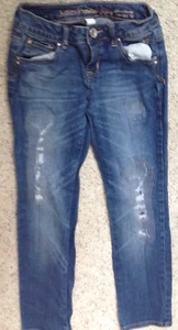 Justice Premium Blue Denim Jeans Girls Size 10R Simply Low Distressed 5 Pocket - Picture 1 of 4