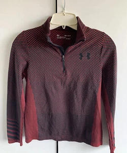 Under Armour Youth Medium Heatgear 1/4 zip long sleeve pullover maroon/black - Picture 1 of 4
