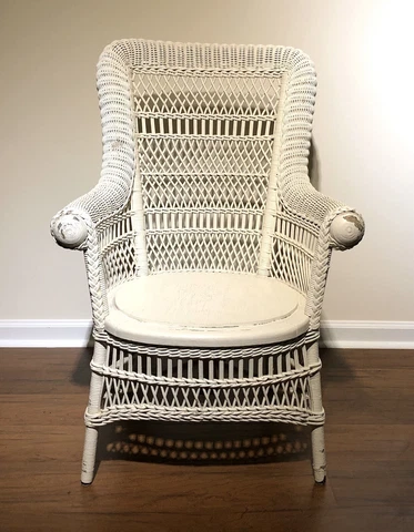 Antique Heywood-Wakefield Wicker Armchair Cover