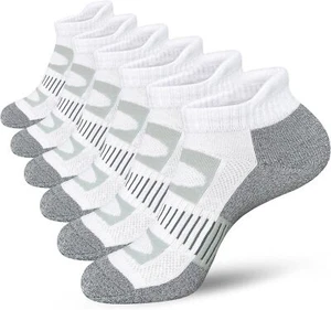Calcetines atléticos para mujer APTYID acolchados al tobillo con pestaña (6 pares) 6-9, blancos - Imagen 1 de 7