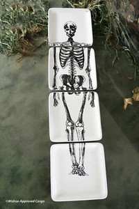 WILLIAMS-SONOMA SKELETON SECTION PLATES (4) -NIB- DISHWARE THAT DOES A BODY GOOD - Picture 1 of 12
