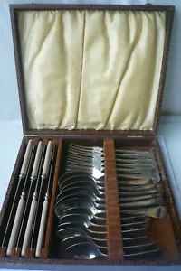 CAJA ANTIGUA 24 CUBIERTOS W WHEATLEY & Cº SHEFFELD FIRTH STAINLESS BUEN ESTADO - Imagen 1 de 7