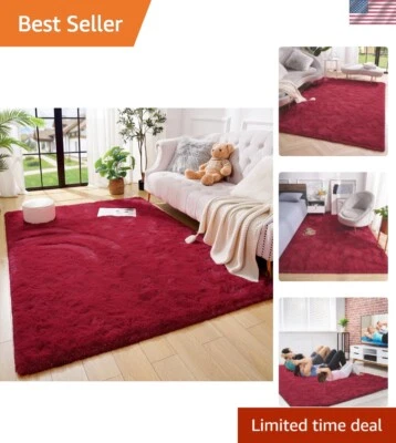 Cómoda alfombra peluda hecha a máquina 4x5,3 pies - Alfombra peluda perfecta para cualquier habitación Foto 1 de 4