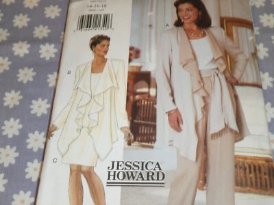 BUTTERICK 3949 MISSES DRAPED JACKET TOP SKIRT PANTS SASH PATTERN UNCUT-14-16-18 - Image 1 of 4
