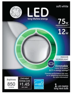 GE LED Indoor Floodlight Soft White 12 Watt 75 Watt Replacement PAR30L NEW - Picture 1 of 1