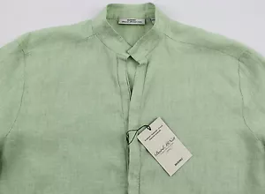 Camisa Para Hombre MURANO Verde Claro 100% Lino Mediana M NUEVA NUEVA CON ETIQUETAS NiCe! - Imagen 1 de 4