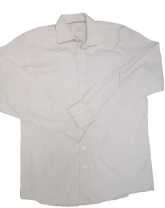 Eton Contemporary Long Sleeve Button Up Shirt Red White Plaid Mens Size 16.5 - Picture 1 of 11