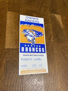 Talón de boleto - Oakland Raiders @ Denver Broncos - 25 de noviembre de 1979 - Imagen 1 de 5