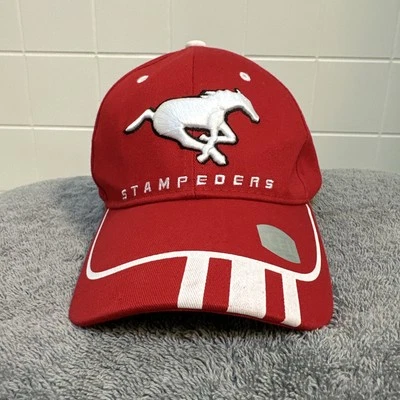 De Colección Calgary Stampeders Correa Trasera Gorra Roja Blanca Años 90 CFL Para Hombres Bordada OSFM Foto 1 de 4