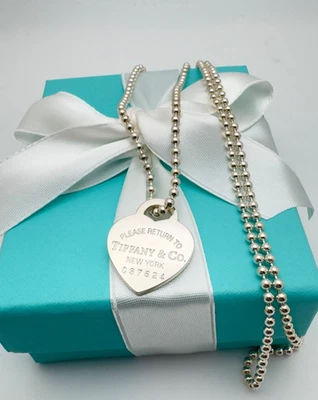 Tiffany & Co Regreso a Tiffany Corazón Dije en Cuentas Cadena Collar Esterlina 925 Foto 1 de 4