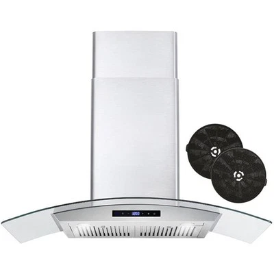 Cosmo 36" 380 CFM Ductless Wall Mount Range Hood Kitchen Hood in Stainless Steel - Image 1 of 3